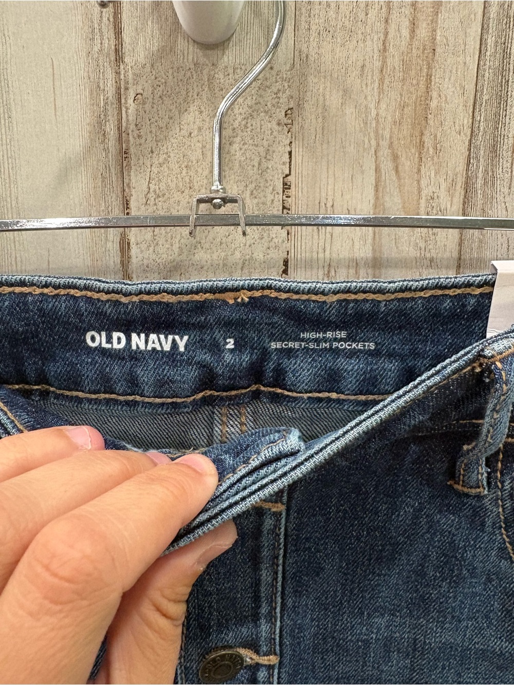 NWT Old Navy High Rise Button Front Denim Mini Skirt Secret Slim Pockets Blue 2 - Picture 3 of 7